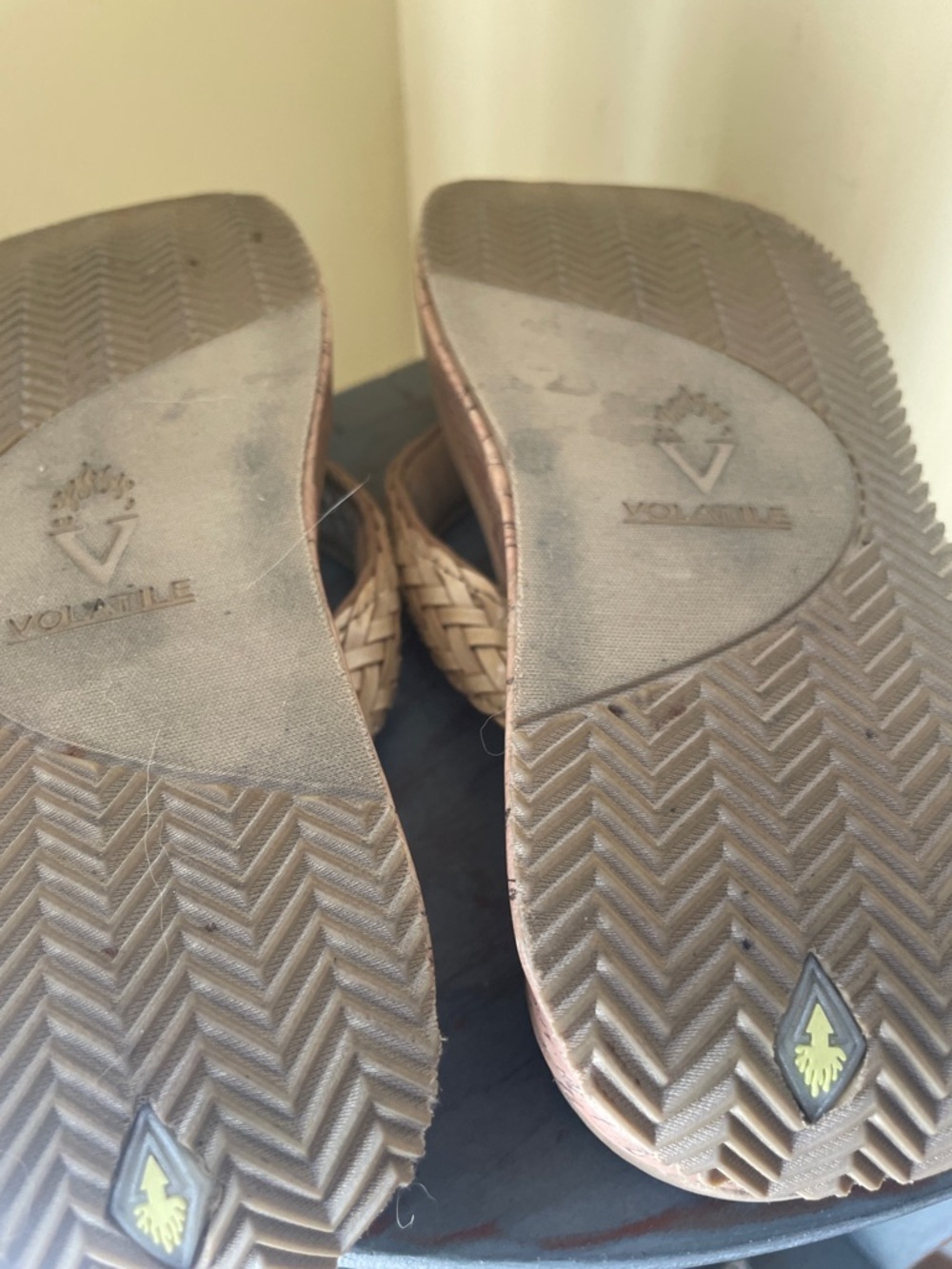 Volatile Tan Woven Platform Thong Sandals - Picture 3 of 3